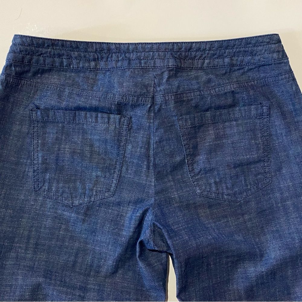 Talbots Petites Signature Rolled Cuff Blue Chambray Denim Ankle Pants Size 4P - Picture 12 of 16